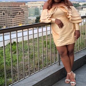 ASOS Off Shoulder Gold Dress